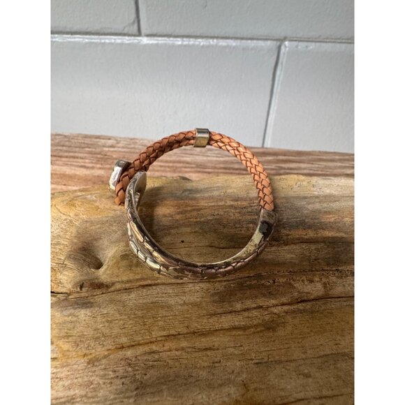 Brighton Braided Leather & Silver Snake Motif Bracelet - Picture 4 of 6